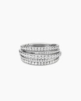 Pavé Crossover Ring in 18K White Gold with Diamonds, 11mm